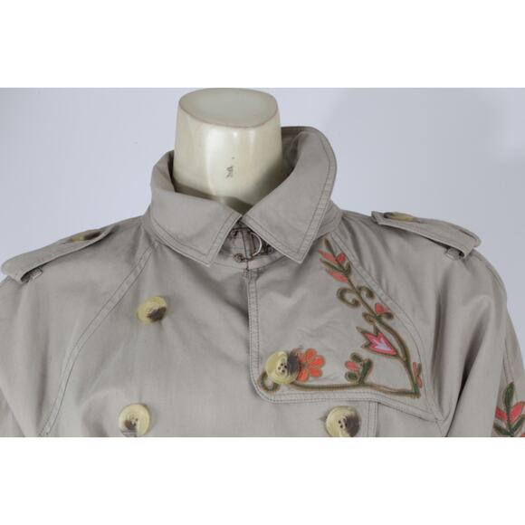 Calypso St Barth Floral Embroidered Trench Coat Boho Luxury Women’s Size M - Picture 4 of 16